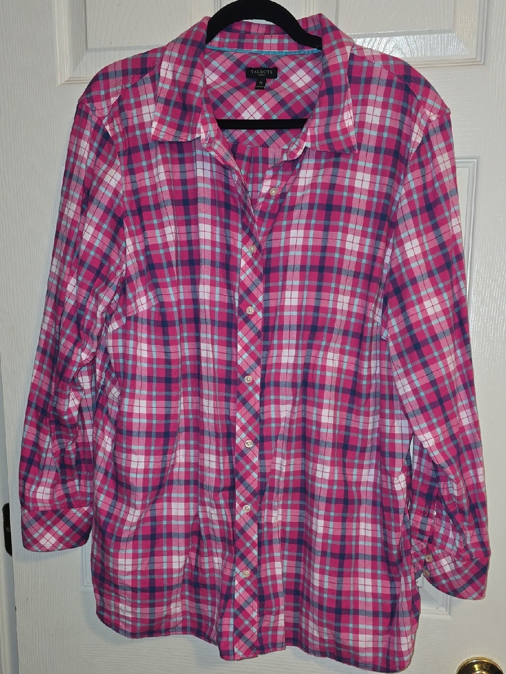 Talbots Pink Plaid‎ Button-Up Shirt with White Accents